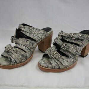 Freebird by Steven Caitlyn Black/Gray Snake Leather Sandals Size 8